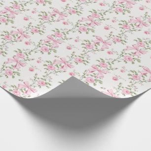 Cute Roze Strik Bloem Coquette  Cadeaupapier