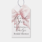 Cute Roze Strik Bruiloft Feest Bedankt Cadeaulabel (Voorkant)