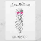 Cute Roze Strik Grijs en Wit Vlecht Haarstyling Flyer (Voorkant)