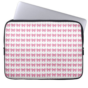 Cute Roze Strik Lint Ontwerp – Meisjesachtige Kawa Laptop Sleeve