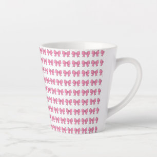 Cute Roze Strik Lint Ontwerp – Meisjesachtige Kawa Latte Mok