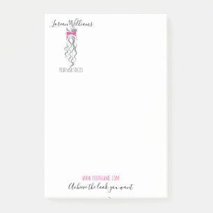 Cute Roze Strikje Grijs en Wit Vlecht Haarstyling Post-it® Notes