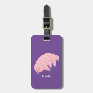 Cute roze tardigrade water beer cartoon bagagelabel