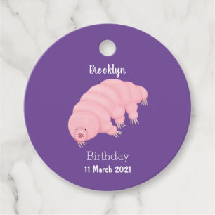 Cute roze tardigrade water beer cartoon bedankjes labels