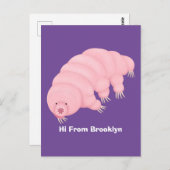 Cute roze tardigrade water beer cartoon briefkaart (Voorkant / Achterkant)
