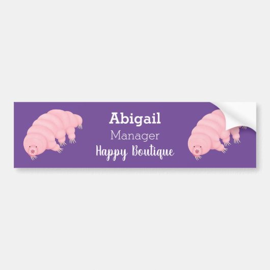 Cute roze tardigrade water beer cartoon bumpersticker (Voorkant)
