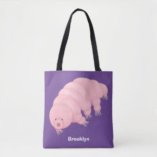 Cute roze tardigrade water beer cartoon draagtas