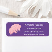 Cute roze tardigrade water beer cartoon etiket (Insitu)