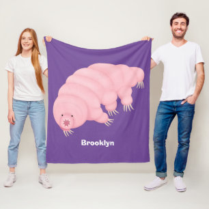 Cute roze tardigrade water beer cartoon fleece deken