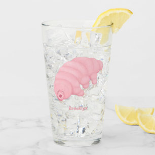 Cute roze tardigrade water beer cartoon glas