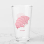 Cute roze tardigrade water beer cartoon glas (Voorkant)