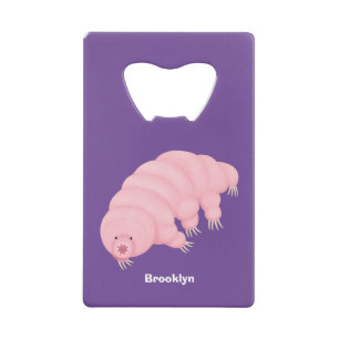 Cute roze tardigrade water beer cartoon kredietkaart flessenopener