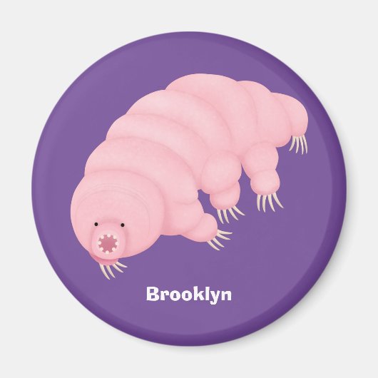 Cute roze tardigrade water beer cartoon magneet (Voorkant)