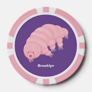 Cute roze tardigrade water beer cartoon poker chips