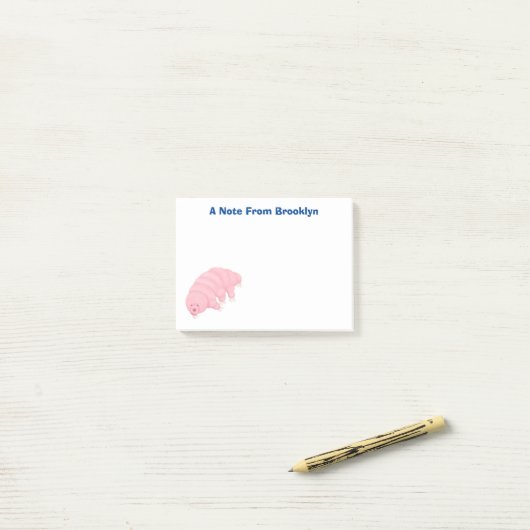 Cute roze tardigrade water beer cartoon post-it® notes (Op bureau)