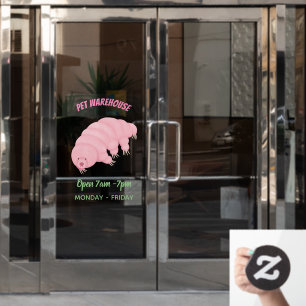 Cute roze tardigrade water beer cartoon raamsticker