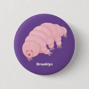 Cute roze tardigrade water beer cartoon ronde button 5,7 cm