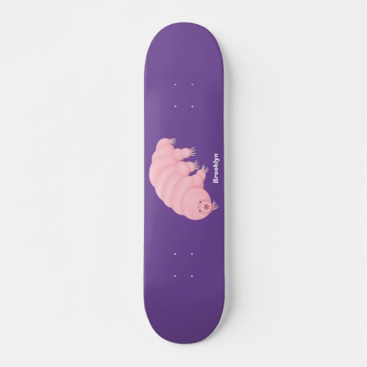 Cute roze tardigrade water beer cartoon skateboard (Voorkant)