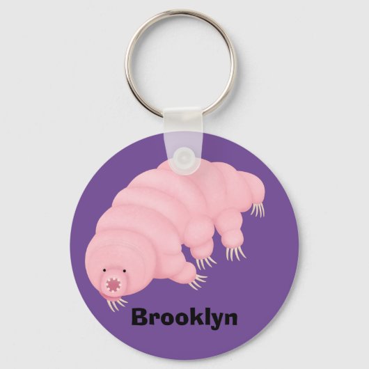 Cute roze tardigrade water beer cartoon sleutelhanger (Voorkant)