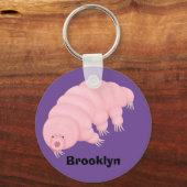 Cute roze tardigrade water beer cartoon sleutelhanger (Voorkant)