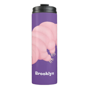 Cute roze tardigrade water beer cartoon thermosbeker