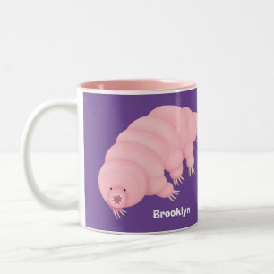 Cute roze tardigrade water beer cartoon tweekleurige koffiemok