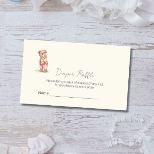 Cute Roze Teddybeer Golfen Luier Raffle Ticket Informatiekaartje