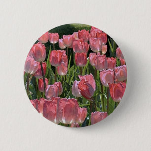 Cute roze tulp speld ronde button 5,7 cm