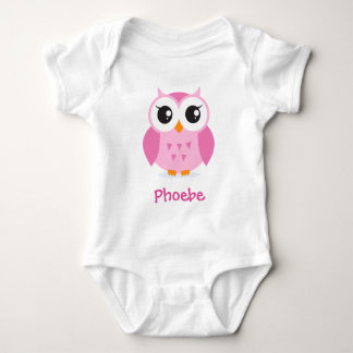 Cute roze uil animal cartoon gepersonaliseerde bab romper