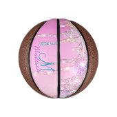 Cute Roze Unicorn Rainbow Glitter Drivers Basketbal (Verticaal)