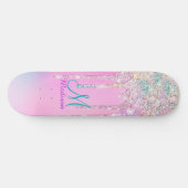 Cute Roze Unicorn Rainbow Glitter Drivers Skateboard (Horizontaal)
