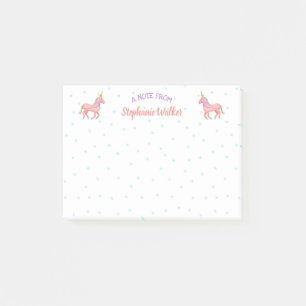 Cute roze Unicorns en Stars Gepersonaliseerd Post-it® Notes