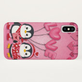 Cute roze Valentijnsdag Love Bird Penguins Case-Mate iPhone Case (Achterkant (horizontaal))
