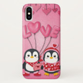 Cute roze Valentijnsdag Love Bird Penguins Case-Mate iPhone Case (Achterkant)