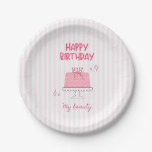 Cute Roze Verjaardagstaart "Gefeliciteerd met je v