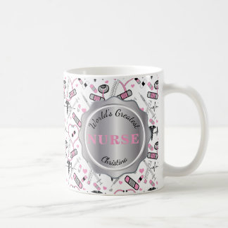 Cute roze verpleegster | Doctor EKG Caduceus Patro Koffiemok