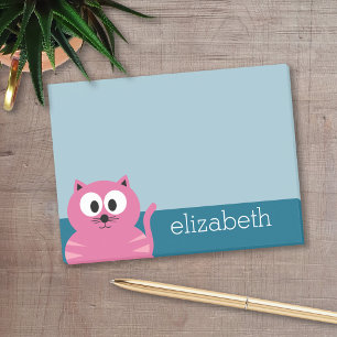 Cute roze vet - blauwe achtergrond post-it® notes