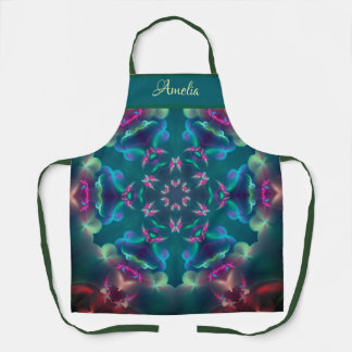 Cute Roze Vlinders Lichtgevende Kaleidoscoop Naam Schort