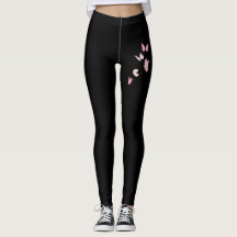 Cute Roze Vlinders Zwarte Leggings | Schattige Vro