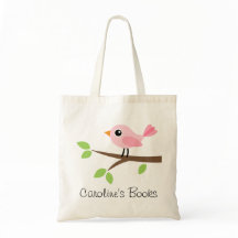 Cute roze vogelmeisjes gepersonaliseerd bibliothee