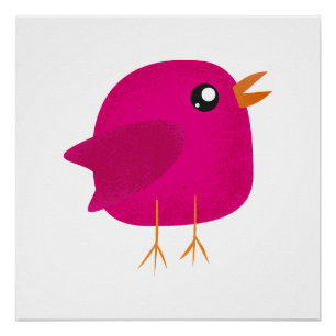 Cute Roze Vogeltje Illustratie Perfect Poster