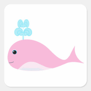 Cute roze walvis vierkante sticker