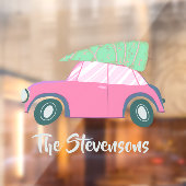 Cute roze Waterverf Auto Xmas - aangepaste structu Raamsticker (Vel 2)