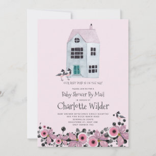 Cute roze Waterverf Baby Girl schoen per post Kaart