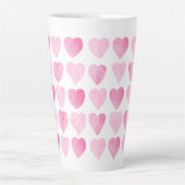 Cute roze Waterverf Hearts Latte Mok (Voorkant)