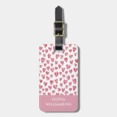 Cute roze Waterverf Love Heart Bagagelabel (Voorkant verticaal)