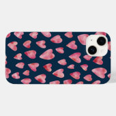 Cute roze Waterverf Love Heart Patroon Case-Mate iPhone Case (Achterkant (horizontaal))
