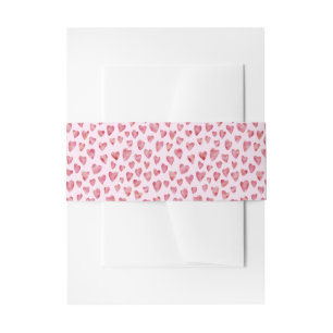 Cute roze Waterverf Love Heart Patroon Uitnodigingen Wikkel