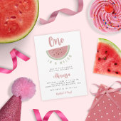 Cute roze Waterverf One in een Melon First Birthda Kaart