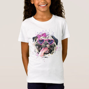 Cute roze Waterverf Pug T-shirt